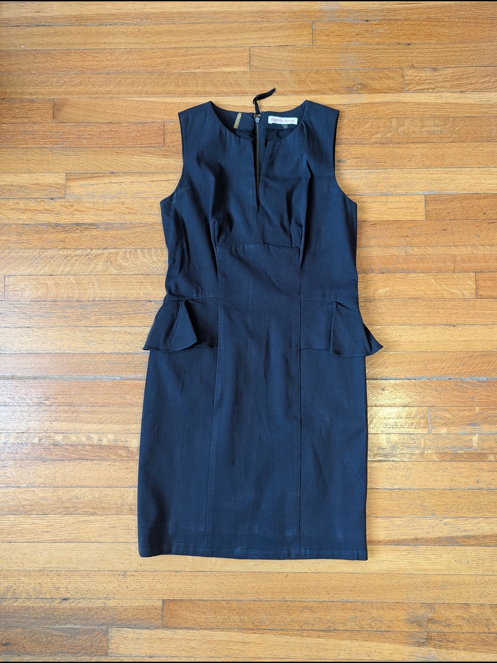Rebecca Taylor Sleeveless Black Peplum Sheath Dress